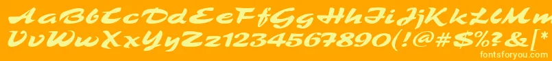 フォントTamboScriptMf – オレンジの背景に黄色の文字