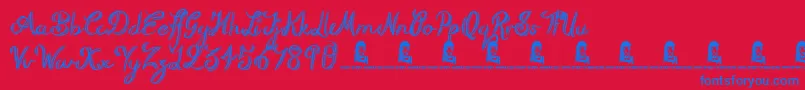 RoughScript Font – Blue Fonts on Red Background