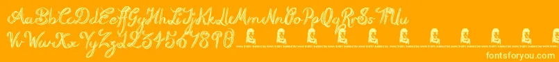 RoughScript Font – Yellow Fonts on Orange Background