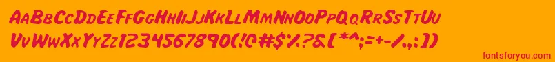 Weitere Informationen zur Maji-Schriftart Maji-Schriftart – Rote Schriften auf orangefarbenem Hintergrund