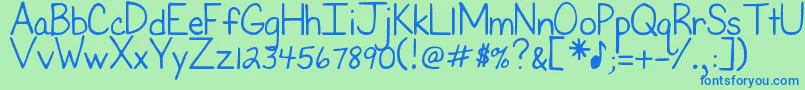 DjbFirstGradeTeacher Font – Blue Fonts on Green Background