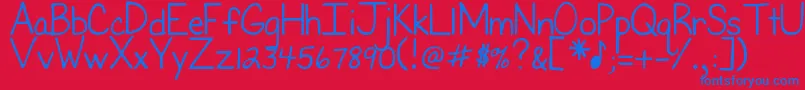 DjbFirstGradeTeacher Font – Blue Fonts on Red Background