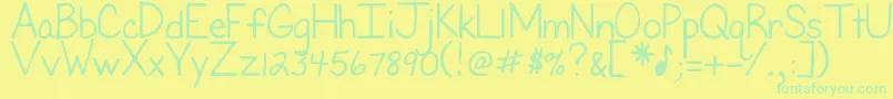 Weitere Informationen zur DjbFirstGradeTeacher-Schriftart DjbFirstGradeTeacher-Schriftart – Grüne Schriften auf gelbem Hintergrund