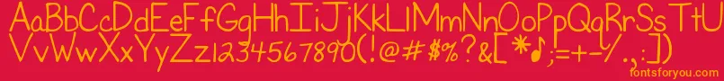 DjbFirstGradeTeacher Font – Orange Fonts on Red Background