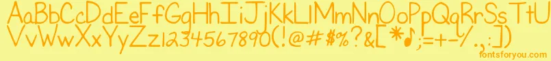 DjbFirstGradeTeacher Font – Orange Fonts on Yellow Background