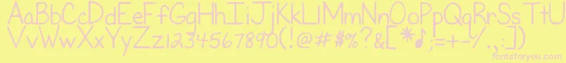 DjbFirstGradeTeacher-Schriftart – Rosa Schriften auf gelbem Hintergrund