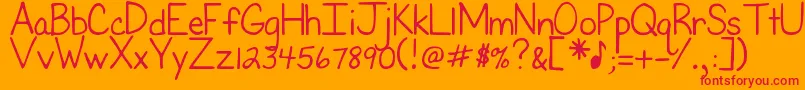 DjbFirstGradeTeacher Font – Red Fonts on Orange Background