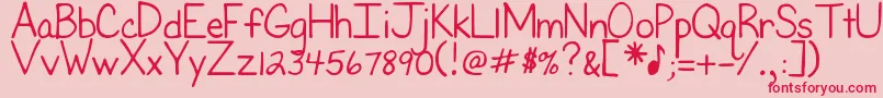 DjbFirstGradeTeacher Font – Red Fonts on Pink Background