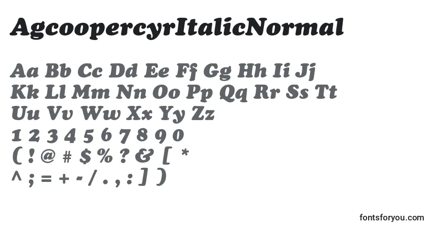 AgcoopercyrItalicNormalフォント–アルファベット、数字、特殊文字
