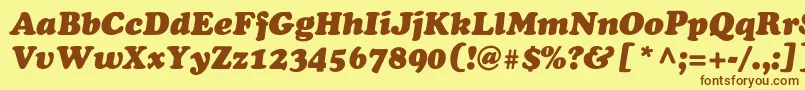 フォントAgcoopercyrItalicNormal – 茶色の文字が黄色の背景にあります。