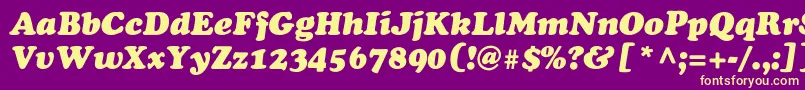 Fonte AgcoopercyrItalicNormal – fontes amarelas em um fundo roxo