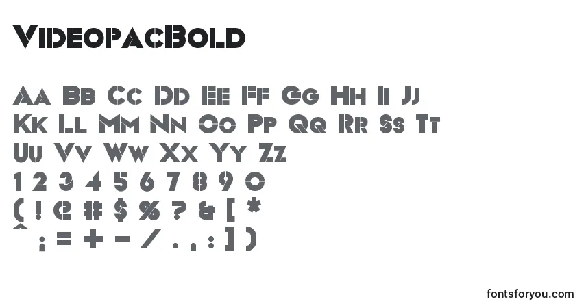 Шрифт VideopacBold – алфавит, цифры, специальные символы