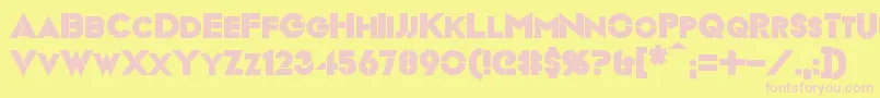 VideopacBold-fontti – vaaleanpunaiset fontit keltaisella taustalla