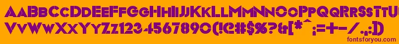 VideopacBold-Schriftart – Violette Schriften auf orangefarbenem Hintergrund