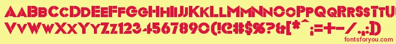 フォントVideopacBold – 赤い文字の黄色い背景