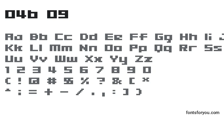 04b 09 -fontti – aakkoset, numerot, erikoismerkit