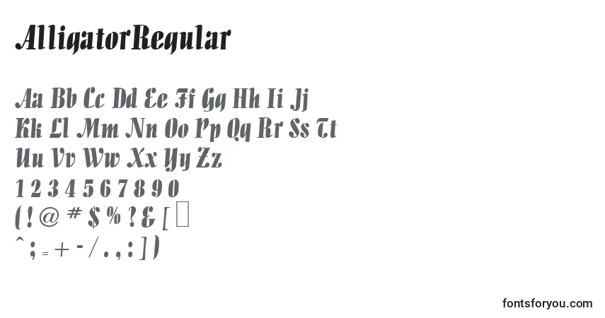 Fuente AlligatorRegular - alfabeto, números, caracteres especiales