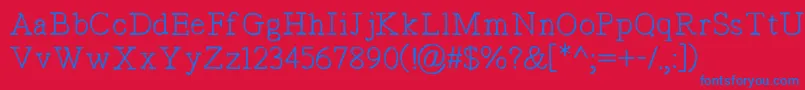 TypistsPseudonym Font – Blue Fonts on Red Background