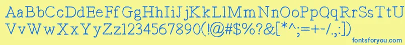 TypistsPseudonym Font – Blue Fonts on Yellow Background