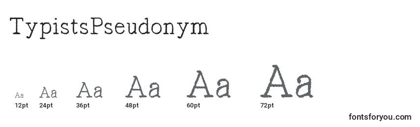 Размеры шрифта TypistsPseudonym