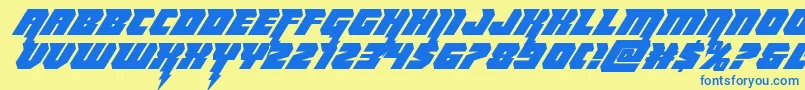 Thundertitanital Font – Blue Fonts on Yellow Background