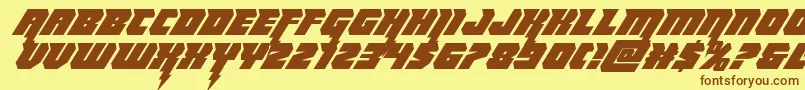 フォントThundertitanital – 茶色の文字が黄色の背景にあります。