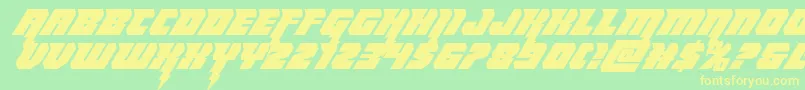 フォントThundertitanital – 黄色の文字が緑の背景にあります
