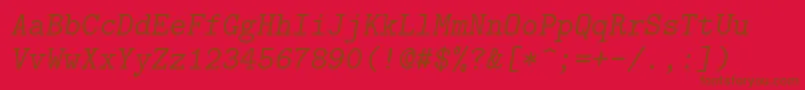 Lmmonoslant10Regular Font – Brown Fonts on Red Background