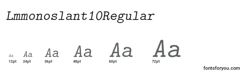 Размеры шрифта Lmmonoslant10Regular