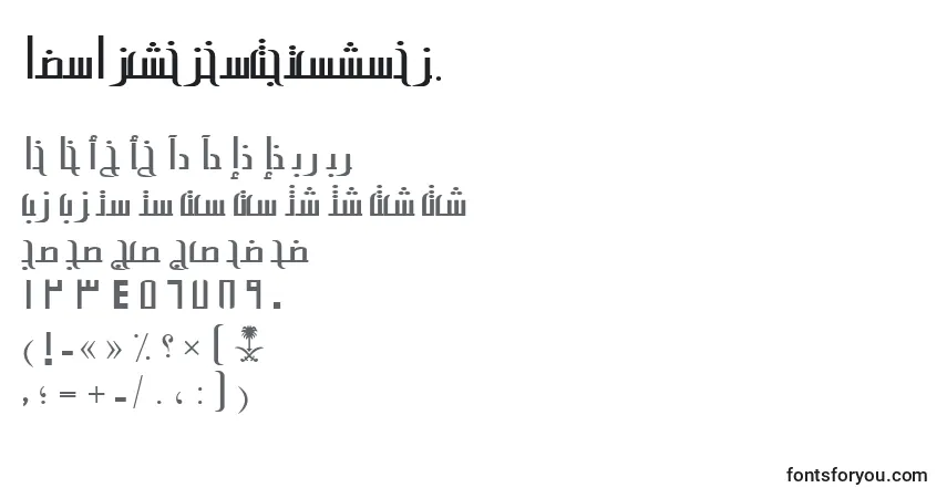 A fonte AymAlsalamSUNormal. – alfabeto, números, caracteres especiais