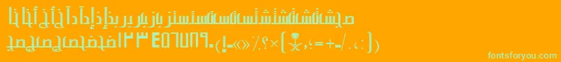 フォントAymAlsalamSUNormal. – オレンジの背景に緑のフォント