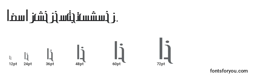 Размеры шрифта AymAlsalamSUNormal.