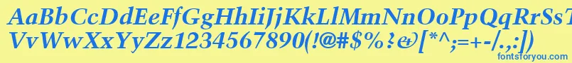 フォントBlackfordSsiBoldItalic – 青い文字が黄色の背景にあります。