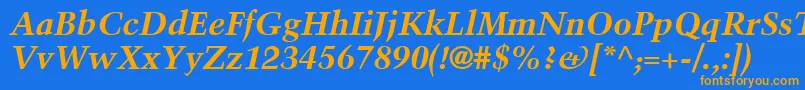 フォントBlackfordSsiBoldItalic – オレンジ色の文字が青い背景にあります。