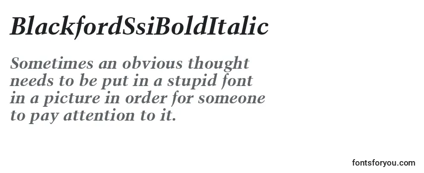 Überblick über die Schriftart BlackfordSsiBoldItalic