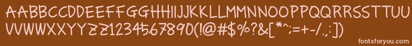 Więcej informacji o czcionce ChamomileTeaRg Czcionka ChamomileTeaRg – różowe czcionki na brązowym tle