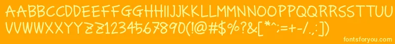 フォントChamomileTeaRg – オレンジの背景に黄色の文字