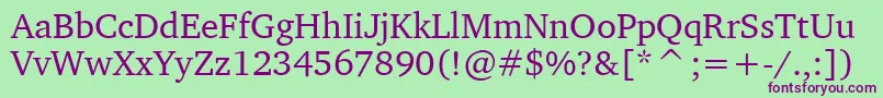 LeedsCyrKoi81Normal Font – Purple Fonts on Green Background