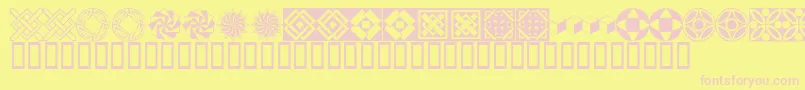 フォントKrFleurishDeco – ピンクのフォント、黄色の背景