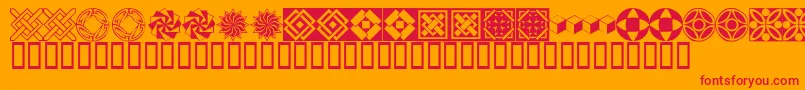 フォントKrFleurishDeco – オレンジの背景に赤い文字