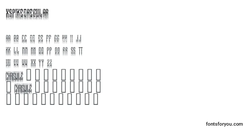 Schriftart XspikedRegular – Alphabet, Zahlen, spezielle Symbole