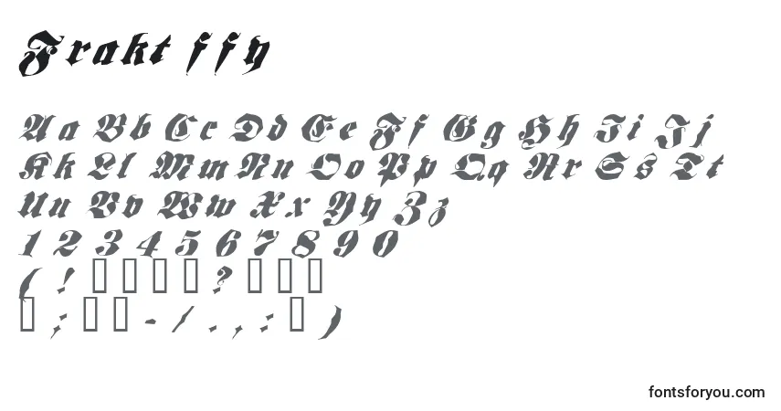 Czcionka Frakt ffy – alfabet, cyfry, specjalne znaki