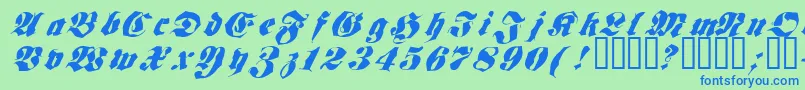 Frakt ffy-Schriftart – Blaue Schriften auf grünem Hintergrund