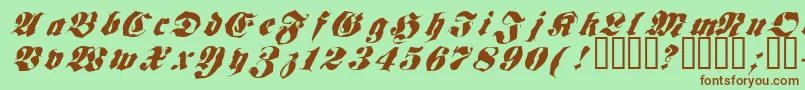 フォントFrakt ffy – 緑の背景に茶色のフォント