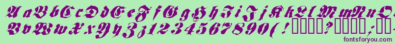 フォントFrakt ffy – 緑の背景に紫のフォント