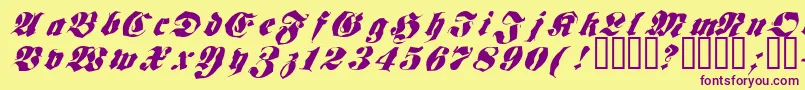 Frakt ffy-Schriftart – Violette Schriften auf gelbem Hintergrund