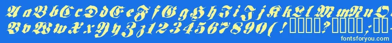 Frakt ffy-Schriftart – Gelbe Schriften auf blauem Hintergrund