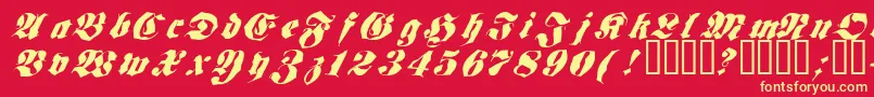 Frakt ffy-Schriftart – Gelbe Schriften auf rotem Hintergrund