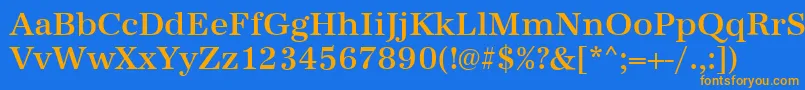 フォントAntiquastdMediumRegular – オレンジ色の文字が青い背景にあります。