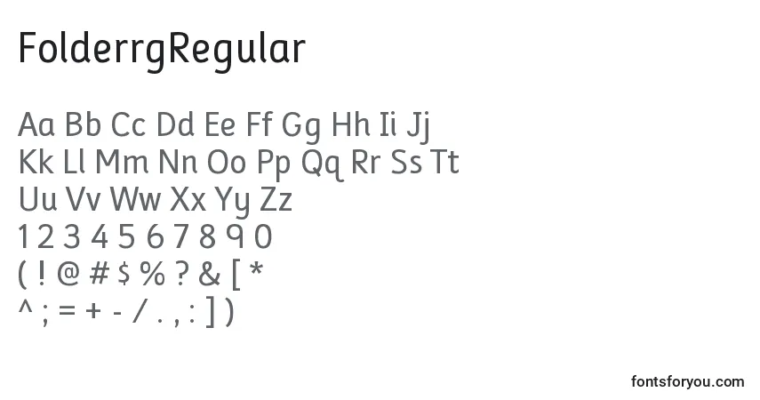 Czcionka FolderrgRegular – alfabet, cyfry, specjalne znaki